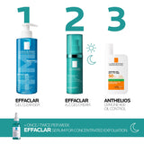 Effaclar routine guide featuring cleanser gel-cream and SPF