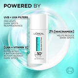 L'Oréal Paris Bright Reveal UV Fluid — invisible formula, no white cast, all skin tones