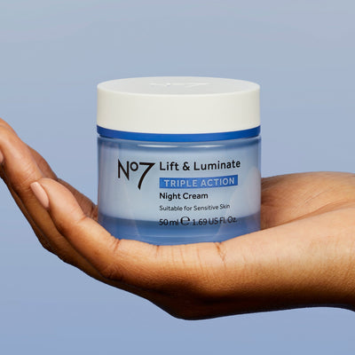 No7 Lift & Luminate Triple Action Night Cream 50ml — Anti-Ageing Firming & Brightening Moisturiser by No7
