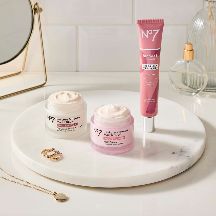 No7 Restore & Renew Day Cream — rich cream texture in jar
