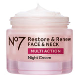 No7 Restore & Renew Night Cream — rich cream texture in jar