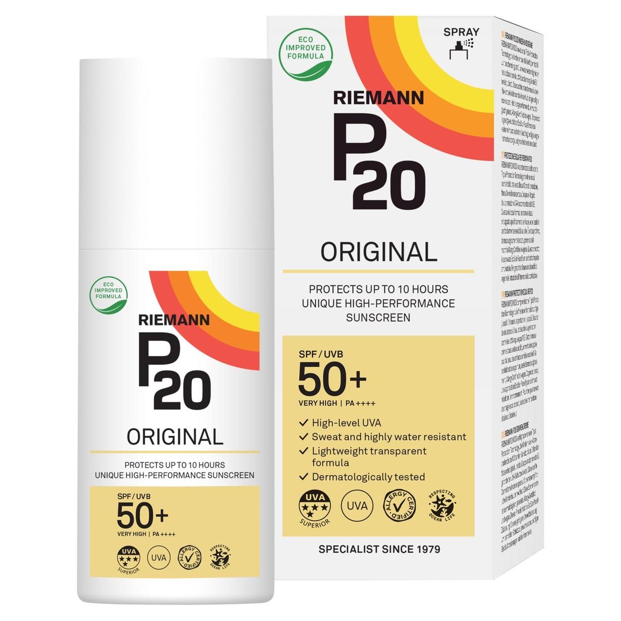 Riemann P20 Original SPF50+ Spray 200ml — Once-a-Day, High UVA & UVB Protection