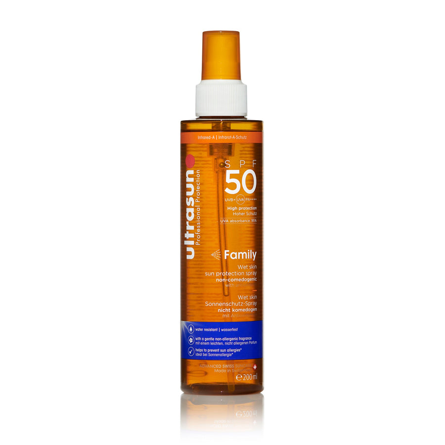 Ultrasun Family Wet Skin Spray SPF50 200ml — Transparent Sun Protection for Wet or Dry Skin by Ultrasun